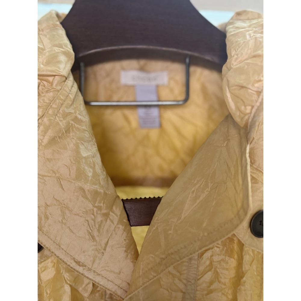 Chico's Women's Size 4 Crinkle Gold Yellow Sheen Shaya Jacket Size 0 Pockets - Picture 3 of 7